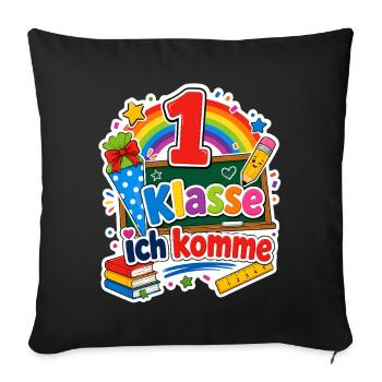 Schulkind 2026 Einschulung 2026 Schulanfang - Sofakissenbezug 45 x 45 cm - Schwarz - Vorne
