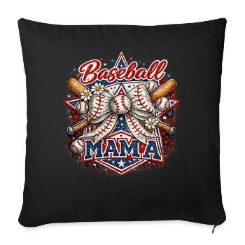 Baseball Mama Léopard | Cadeau Sport et Maman - Housse de coussin décorative 45 x 45 cm - noir - Devant