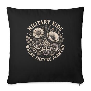 Les enfants militaires prospèrent là où ils sont plantés. - Housse de coussin décorative 45 x 45 cm - noir - Devant