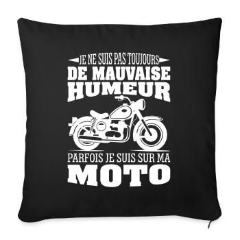 Moto Motard Cadeau Humour Personnalisé - Housse de coussin décorative 45 x 45 cm - noir - Devant
