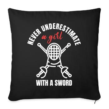 Fencing Girl With Sword - Sofa pillowcase 17,3'' x 17,3'' (45 x 45 cm) - black - Front