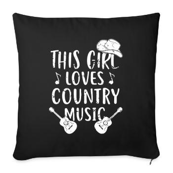 Cette fille adore la musique country - Housse de coussin décorative 45 x 45 cm - noir - Devant