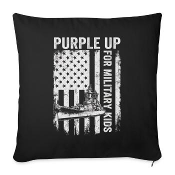 Violet pour les enfants militaires qui regardent les enfants militaires - Housse de coussin décorative 45 x 45 cm - noir - Devant