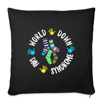 Cercle des Chaussettes du Monde pour la trisomie Down - Housse de coussin décorative 45 x 45 cm - noir - Devant