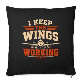 Aircraft Technology Maintenance and Aviation - Sofa pillowcase 17,3'' x 17,3'' (45 x 45 cm) - black - Front