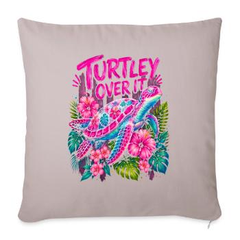 Tortue Sur Ça Mignonne Fleur de Tortue - Housse de coussin décorative 45 x 45 cm - taupe clair - Devant