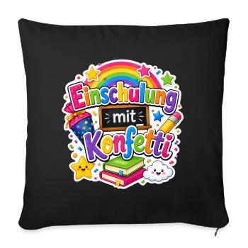 Schulkind 2026 Einschulung 2026 Schulanfang - Sofakissenbezug 45 x 45 cm - Schwarz - Vorne
