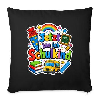 Schulkind 2026 Einschulung 2026 Schulanfang - Sofakissenbezug 45 x 45 cm - Schwarz - Vorne