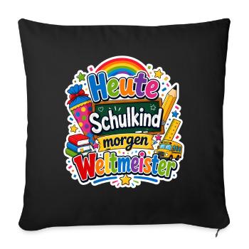 Schulkind 2026 Einschulung 2026 Schulanfang - Sofakissenbezug 45 x 45 cm - Schwarz - Vorne