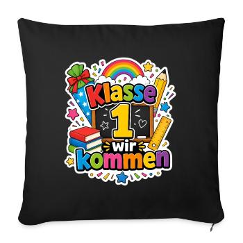 Schulkind 2026 Einschulung 2026 Schulanfang - Sofakissenbezug 45 x 45 cm - Schwarz - Vorne