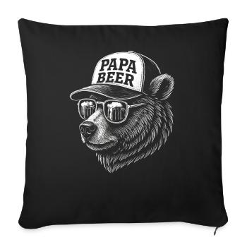 Papa Beer Father Bear Beer Humor Gift Idea - Sofa pillowcase 17,3'' x 17,3'' (45 x 45 cm) - black - Front