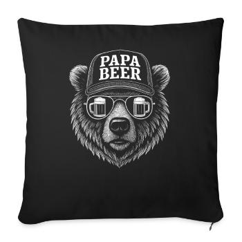 Papa Beer Father Bear Beer Humor Gift Idea - Sofa pillowcase 17,3'' x 17,3'' (45 x 45 cm) - black - Front