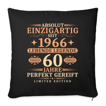 60. Geburtstag Einzigartig Jahrgang 1966 - Sofakissenbezug 45 x 45 cm - Schwarz - Vorne