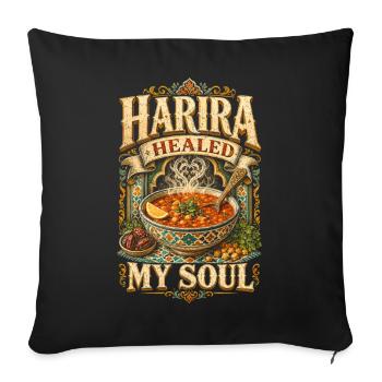 Moroccan Morocco Harira Healed My Soul - Sofa pillowcase 17,3'' x 17,3'' (45 x 45 cm) - black - Front