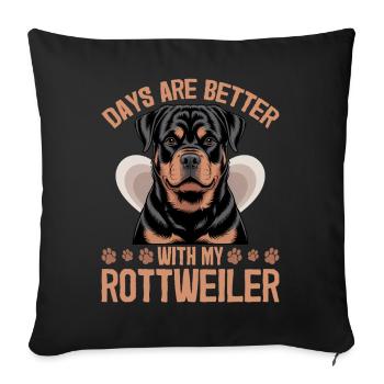 Rottweiler Rottweiler Rottie Race de chien - Housse de coussin décorative 45 x 45 cm - noir - Devant