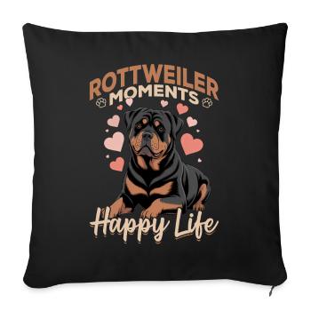 Rottweiler Rottweiler Rottie Race de chien - Housse de coussin décorative 45 x 45 cm - noir - Devant
