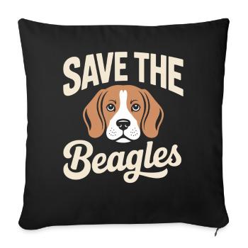 Save the Beagles Beagle Face Tee - Sofa pillowcase 17,3'' x 17,3'' (45 x 45 cm) - black - Front