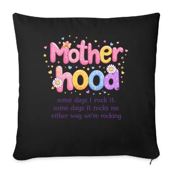 Maternité Rétro Groovy – La Vie de Maman Rock - Housse de coussin décorative 45 x 45 cm - noir - Devant