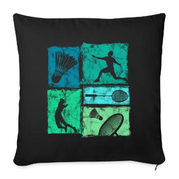 Le badminton adopte un look rétro avec le badminton - Housse de coussin décorative 45 x 45 cm - noir - Devant