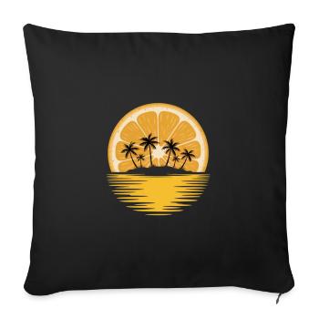 Orange sunset with palm island - Sofa pillowcase 17,3'' x 17,3'' (45 x 45 cm) - black - Front