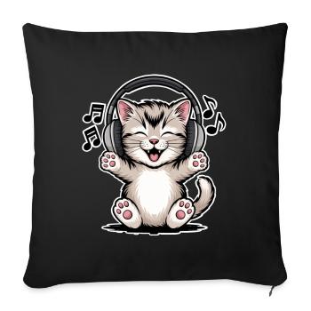 Musique des chats - Housse de coussin décorative 45 x 45 cm - noir - Devant