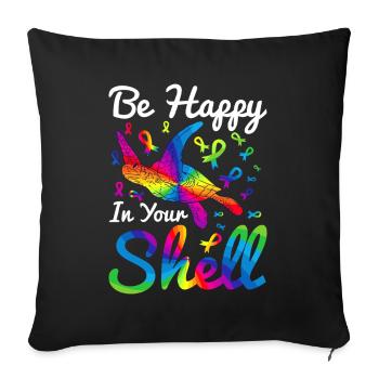 Communauté Autisme Tortue Autiste Colorée - Housse de coussin décorative 45 x 45 cm - noir - Devant