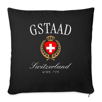 Gstaad Switzerland Coat of Arms Crown – Travel Souvenir - Sofa pillowcase 17,3'' x 17,3'' (45 x 45 cm) - black - Front
