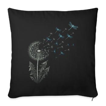 Dandelion with dragonflies - Sofa pillowcase 17,3'' x 17,3'' (45 x 45 cm) - black - Front