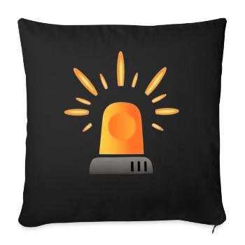 Voyant d’alerte de sirène jaune orange - Housse de coussin décorative 45 x 45 cm - noir - Devant
