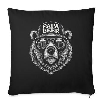 Papa Beer Father Bear Beer Humor Gift Idea - Sofa pillowcase 17,3'' x 17,3'' (45 x 45 cm) - black - Front