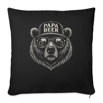 Papa Beer Father Bear Beer Humor Gift Idea - Sofa pillowcase 17,3'' x 17,3'' (45 x 45 cm) - black - Front