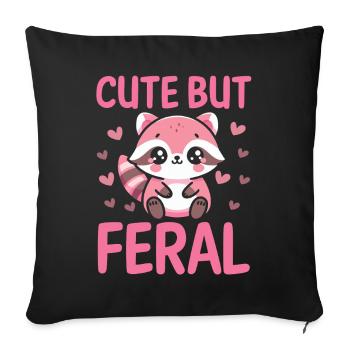 Raton laveur déchet, mignon mais sauvage - Housse de coussin décorative 45 x 45 cm - noir - Devant