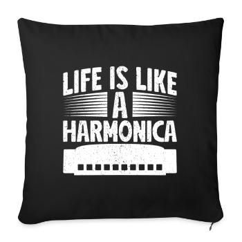 Harmonica Musican Life Is Like A Harmonica - Sofakissenbezug 45 x 45 cm - Schwarz - Vorne