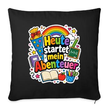 Schulkind 2026 Einschulung 2026 Schulanfang - Sofakissenbezug 45 x 45 cm - Schwarz - Vorne