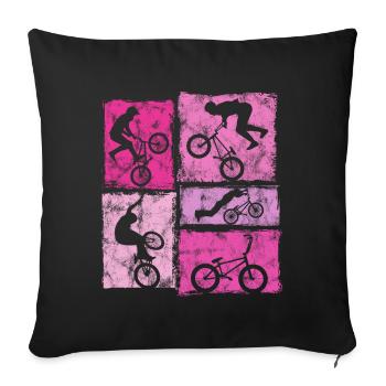 Cascades de BMX à vélo dans un style rétro pour femmes et filles - Housse de coussin décorative 45 x 45 cm - noir - Devant
