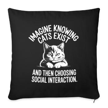 Chat : imaginez savoir que les chats existent Maman de chats - Housse de coussin décorative 45 x 45 cm - noir - Devant
