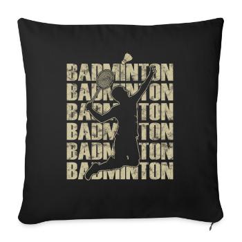 Joueur de badminton de style rétro - Housse de coussin décorative 45 x 45 cm - noir - Devant