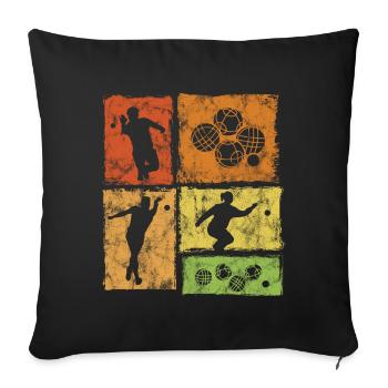 Joueur de bocce et de pétanque Style graphique vintage - Housse de coussin décorative 45 x 45 cm - noir - Devant