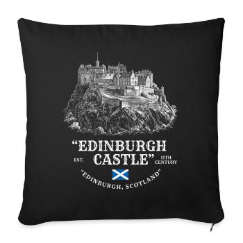 Voyage de la silhouette du château d’Édimbourg - Housse de coussin décorative 45 x 45 cm - noir - Devant
