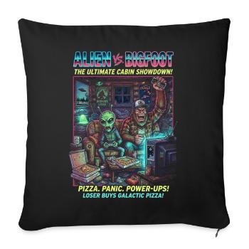 Alien vs Bigfoot – Kabinenshowdown Gaming - Sofakissenbezug 45 x 45 cm - Schwarz - Vorne