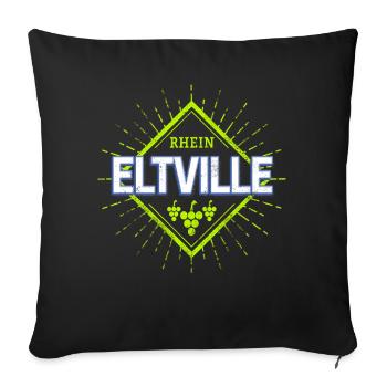 Eltville am Rhein in Deutschland mit Retro Reben - Sofakissenbezug 45 x 45 cm - Schwarz - Vorne