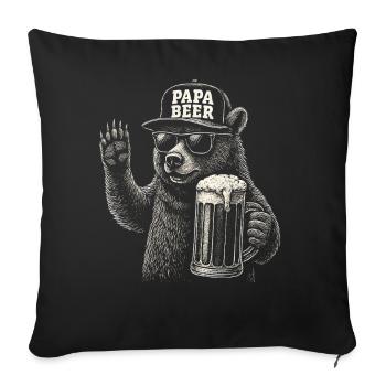 Papa Beer Father Bear Beer Humor Gift Idea - Sofa pillowcase 17,3'' x 17,3'' (45 x 45 cm) - black - Front