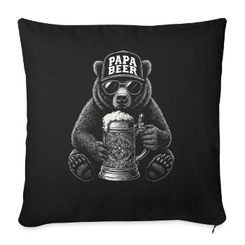Papa Beer Father Bear Beer Humor Gift Idea - Sofa pillowcase 17,3'' x 17,3'' (45 x 45 cm) - black - Front