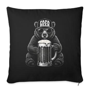 Papa Beer Father Bear Beer Humor Gift Idea - Sofa pillowcase 17,3'' x 17,3'' (45 x 45 cm) - black - Front