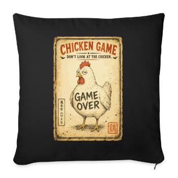 Chicken Game, Feiglingsspiel, Lustiges Huhn - Sofakissenbezug 45 x 45 cm - Schwarz - Vorne