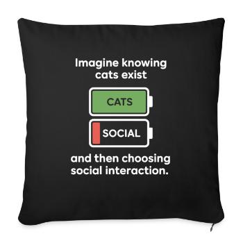 Chat : imaginez savoir que les chats existent Maman de chats - Housse de coussin décorative 45 x 45 cm - noir - Devant