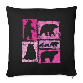 Imprimé animal vintage Bears - Housse de coussin décorative 45 x 45 cm - noir - Devant