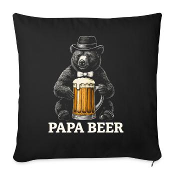 Papa Beer Father Bear Beer Humor Gift Idea - Sofa pillowcase 17,3'' x 17,3'' (45 x 45 cm) - black - Front