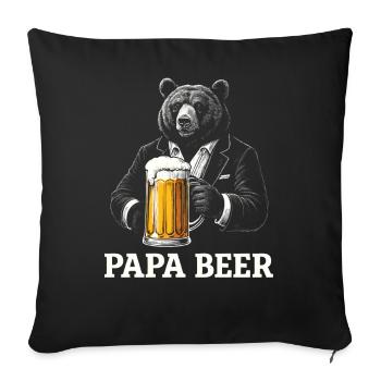 Papa Beer Father Bear Beer Humor Gift Idea - Sofa pillowcase 17,3'' x 17,3'' (45 x 45 cm) - black - Front