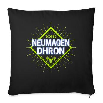Neumagen-Dhron an der Mosel mit Retro Weintrauben - Sofakissenbezug 45 x 45 cm - Schwarz - Vorne